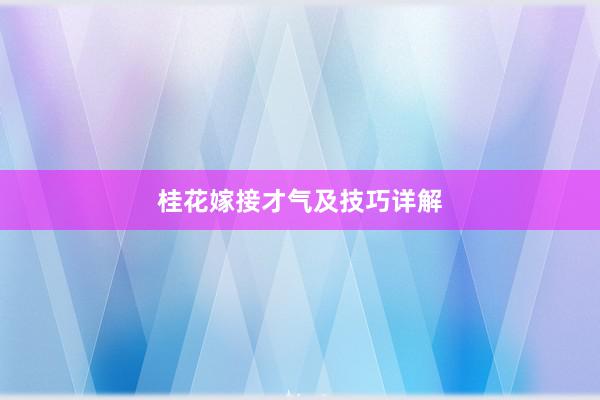 桂花嫁接才气及技巧详解
